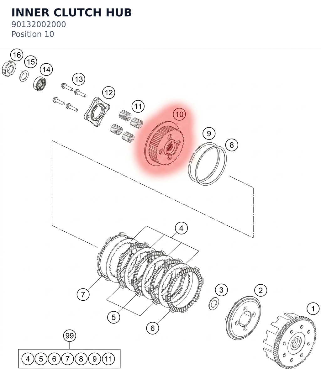 Diagram preview: INNER CLUTCH HUB (90132002000)