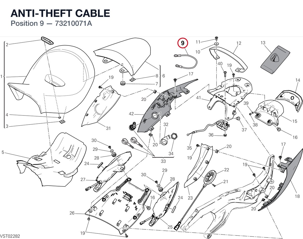 ANTI-THEFT CABLE 73210071A diagram position