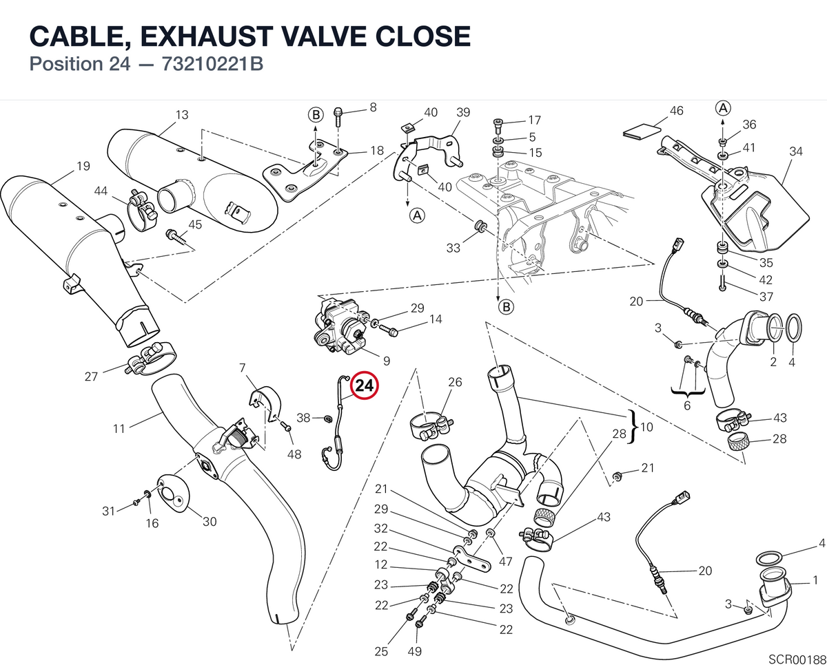 CABLE, EXHAUST VALVE CLOSE 73210221B diagram position