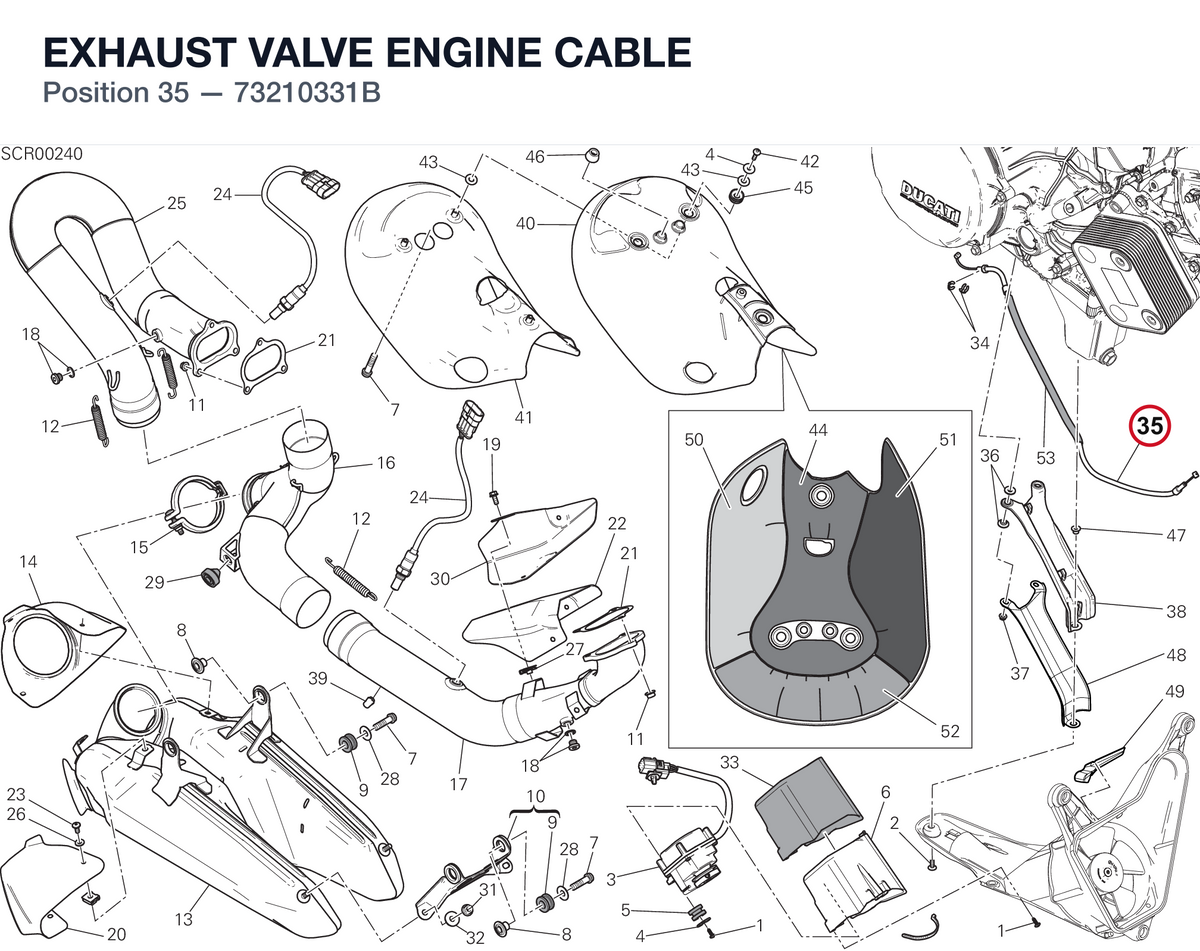 EXHAUST VALVE ENGINE CABLE 73210331B diagram position