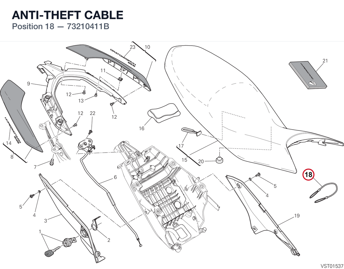 ANTI-THEFT CABLE 73210411B diagram position