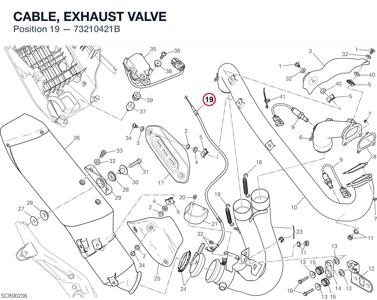 CABLE, EXHAUST VALVE 73210421B diagram position