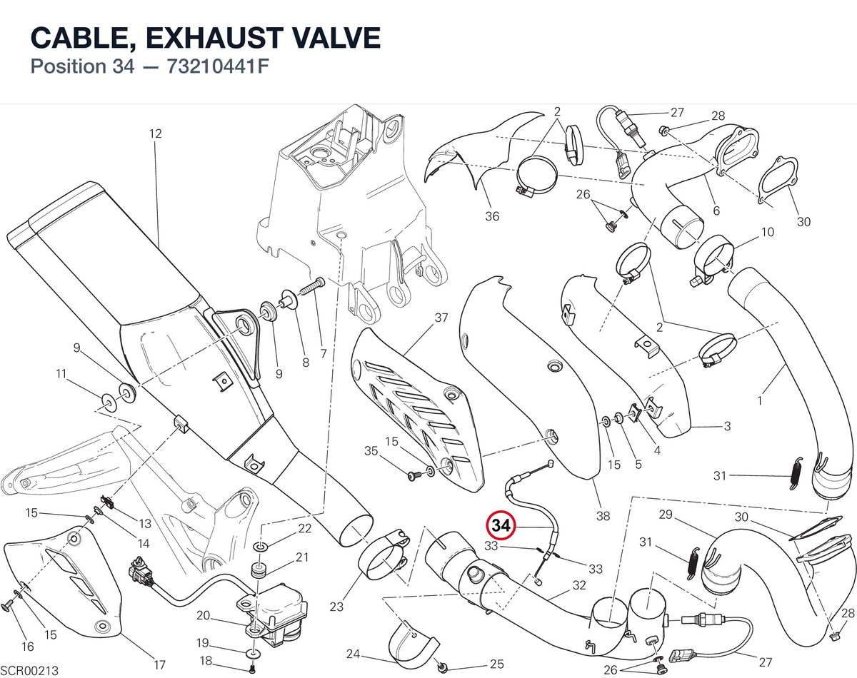 CABLE, EXHAUST VALVE 73210441F diagram position