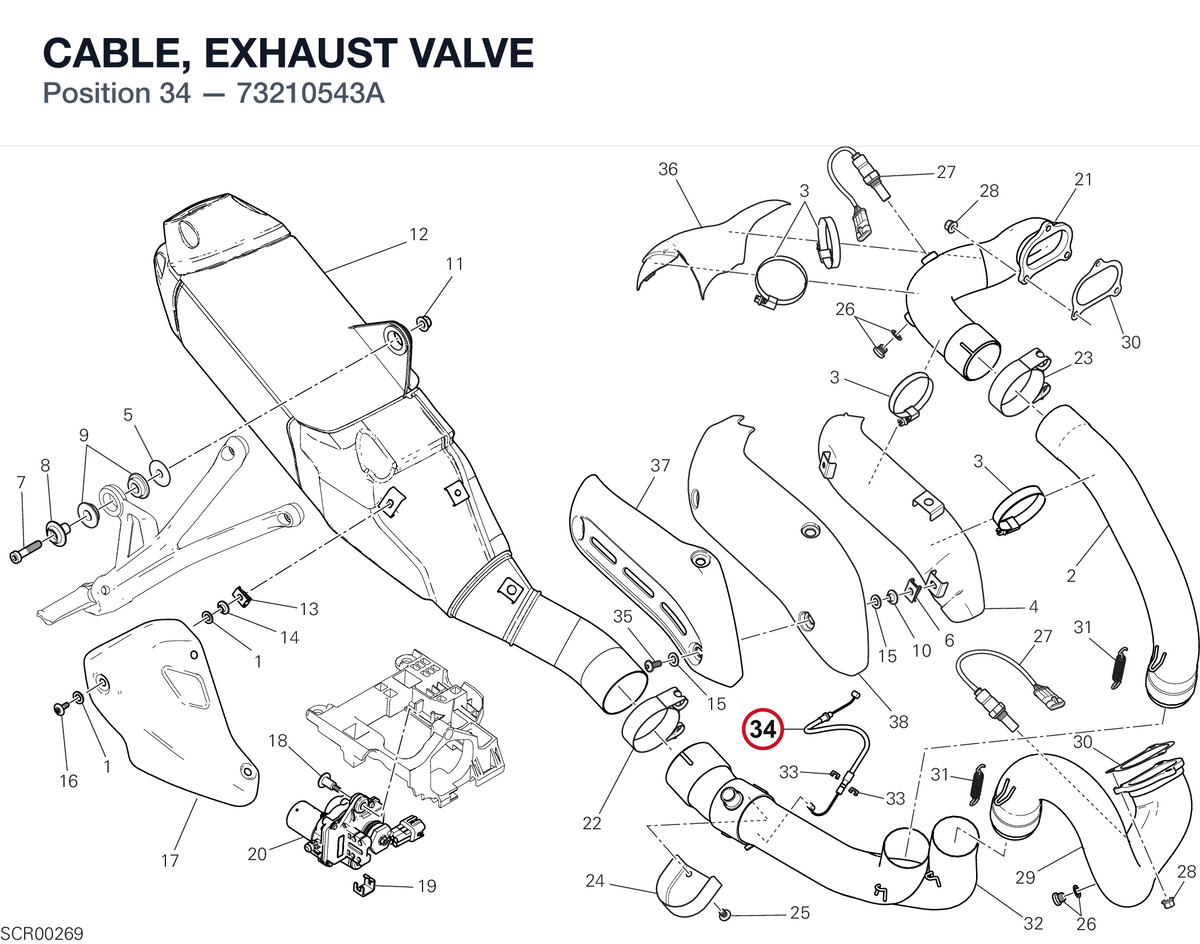 CABLE, EXHAUST VALVE 73210543A diagram position