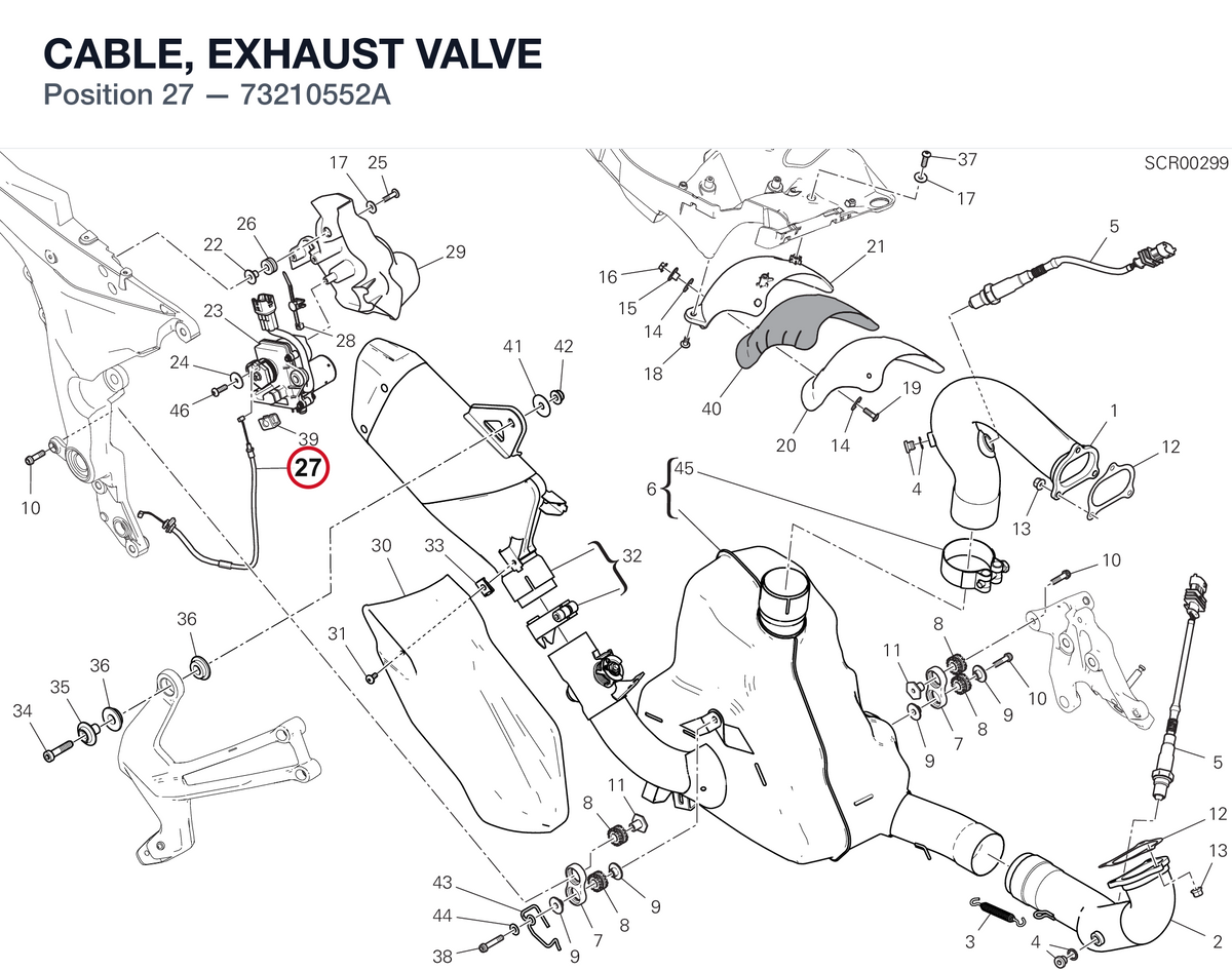 CABLE, EXHAUST VALVE 73210552A diagram position