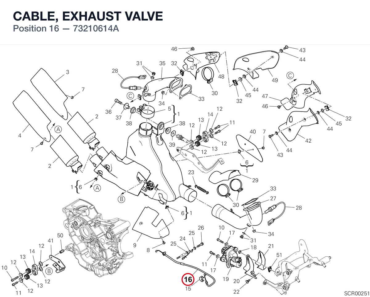 CABLE, EXHAUST VALVE 73210614A diagram position