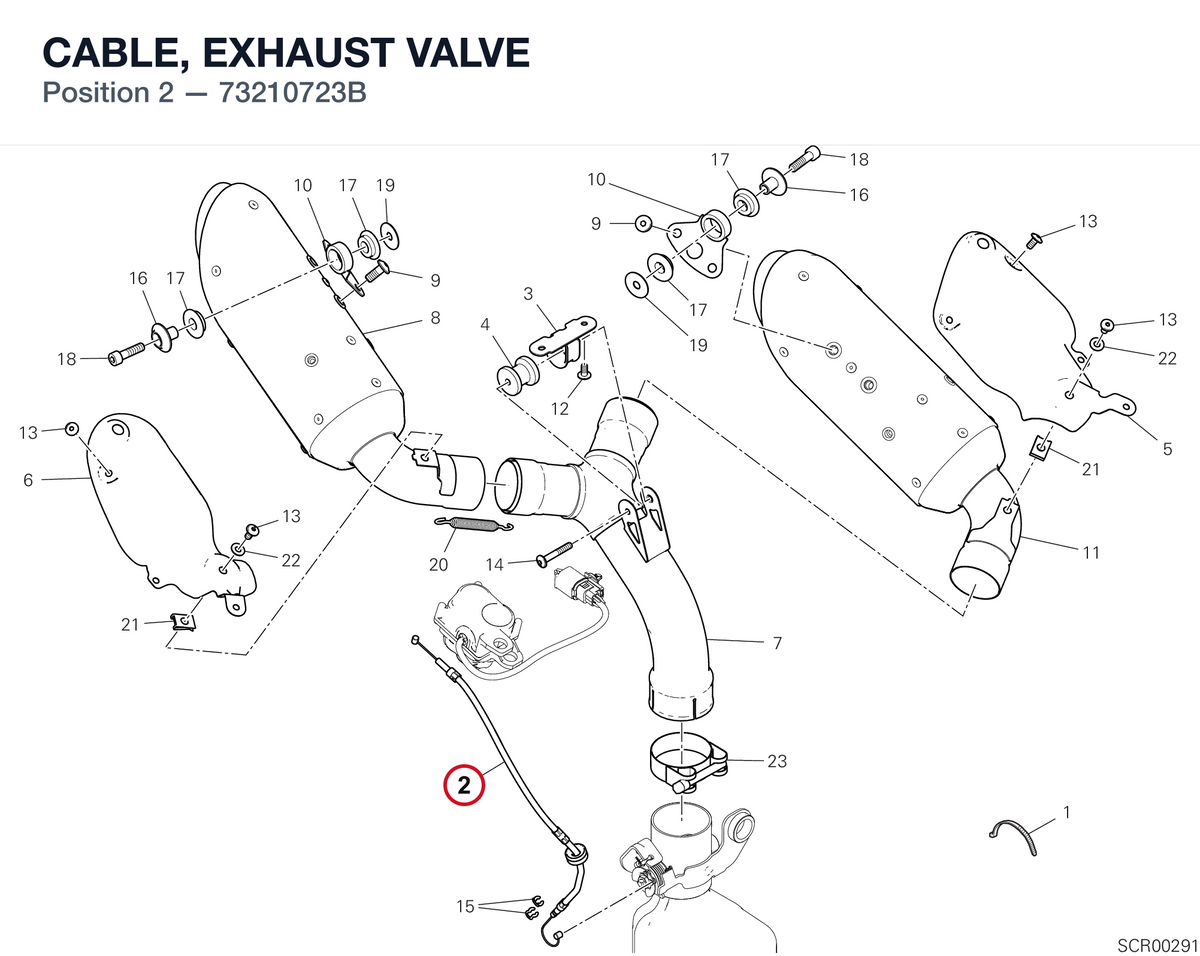 CABLE, EXHAUST VALVE 73210723B diagram position