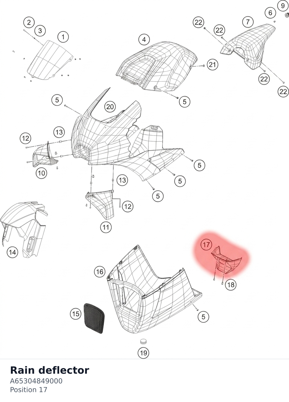 Diagram preview: Rain deflector (A65304849000)