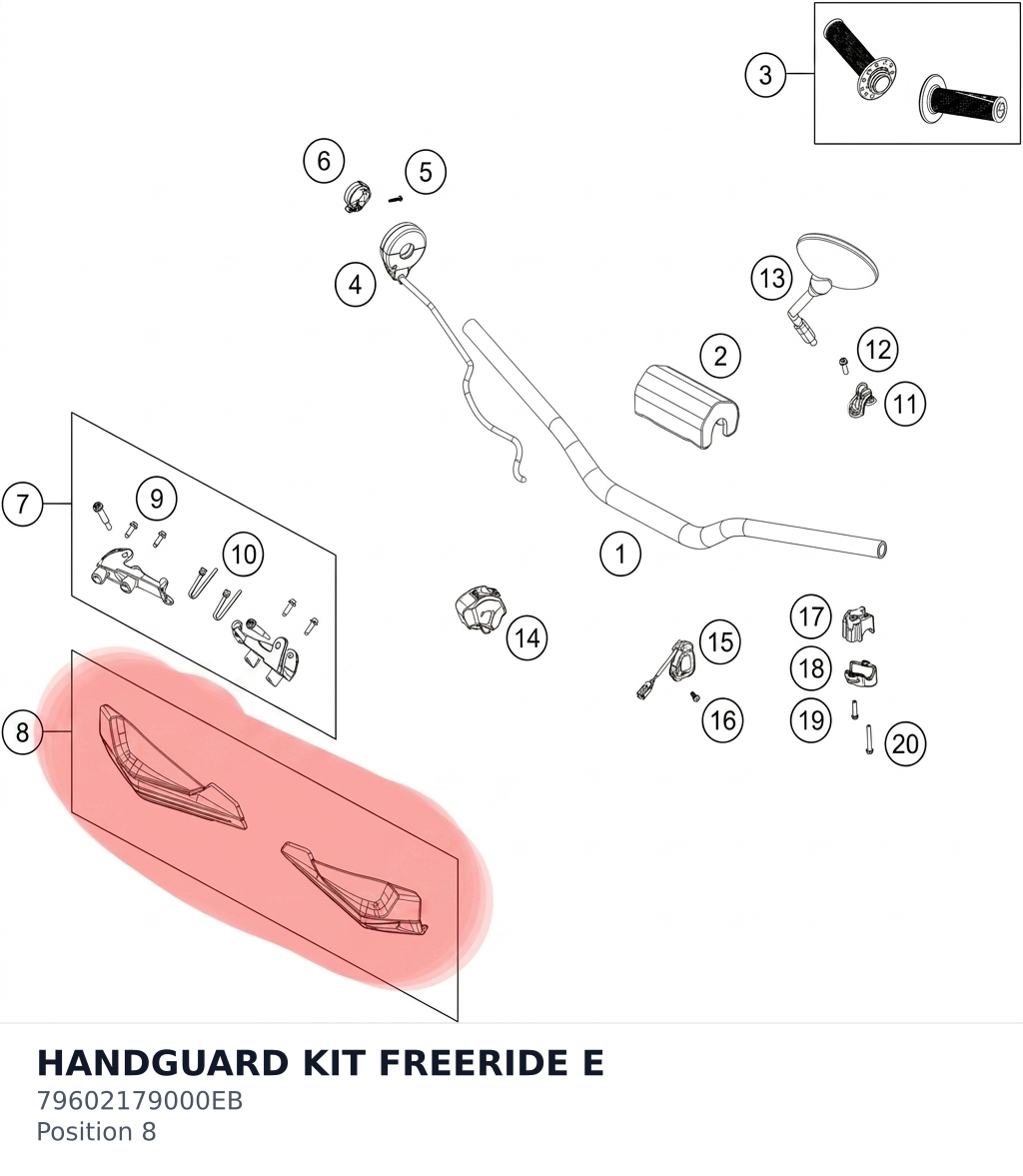 Diagram preview: HANDGUARD KIT FREERIDE E (79602179000EB)