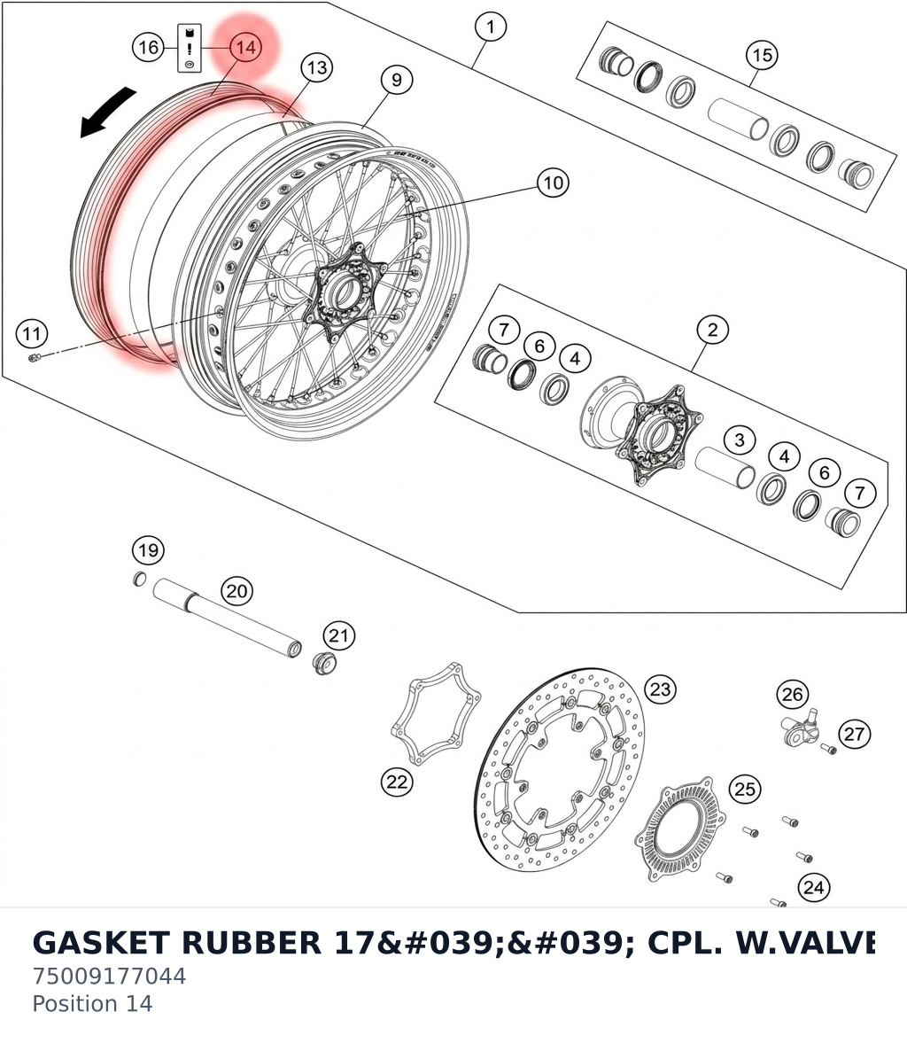 Diagram preview: GASKET RUBBER 17'' CPL. W.VALVE (75009177044)