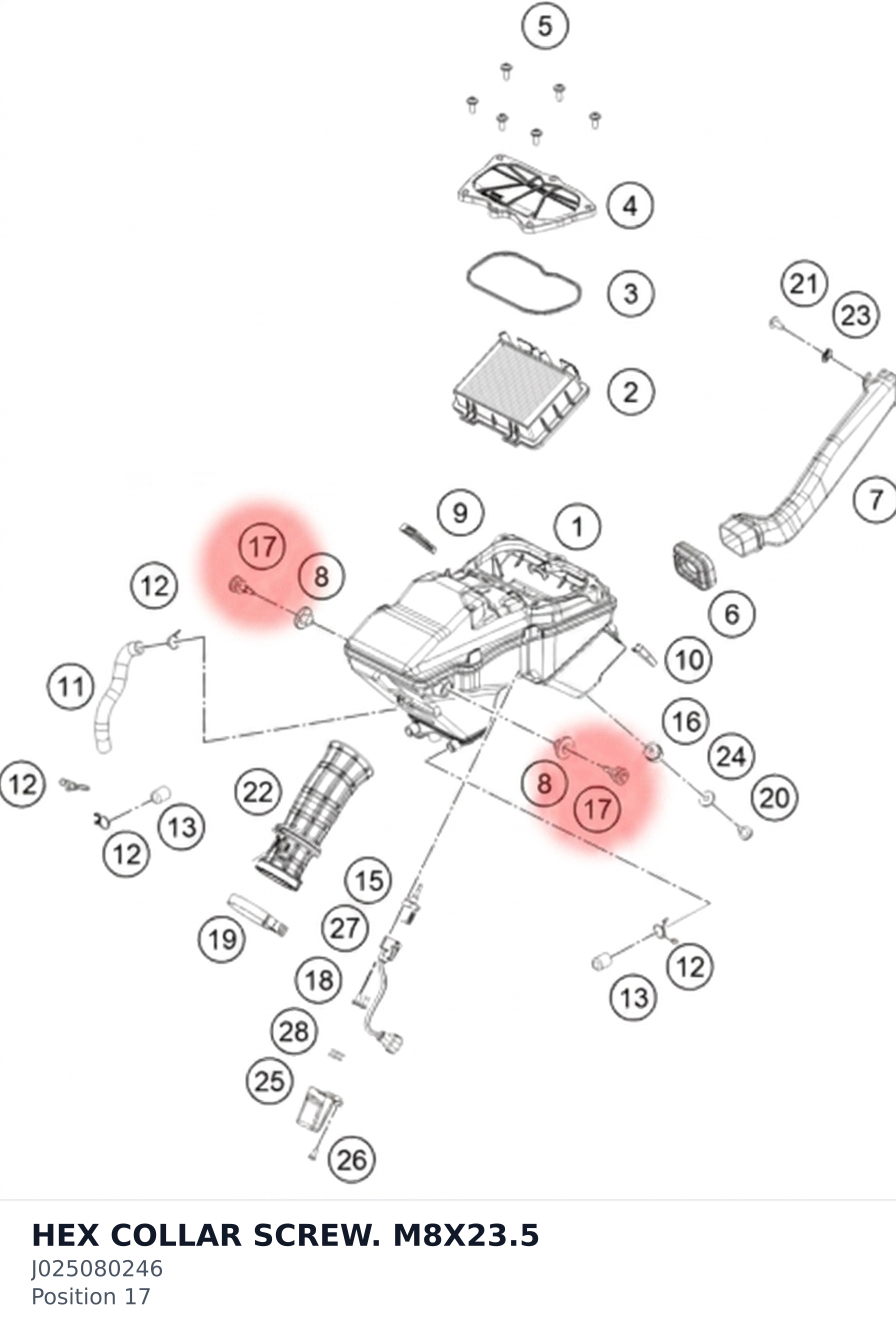 Diagram preview: HEX COLLAR SCREW. M8X23.5 (J025080246)