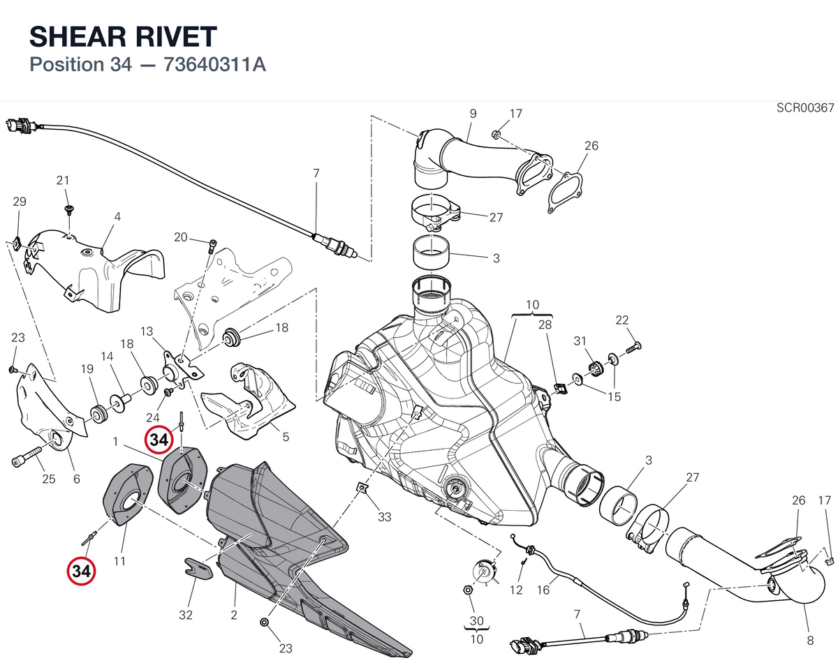 SHEAR RIVET 73640311A diagram position
