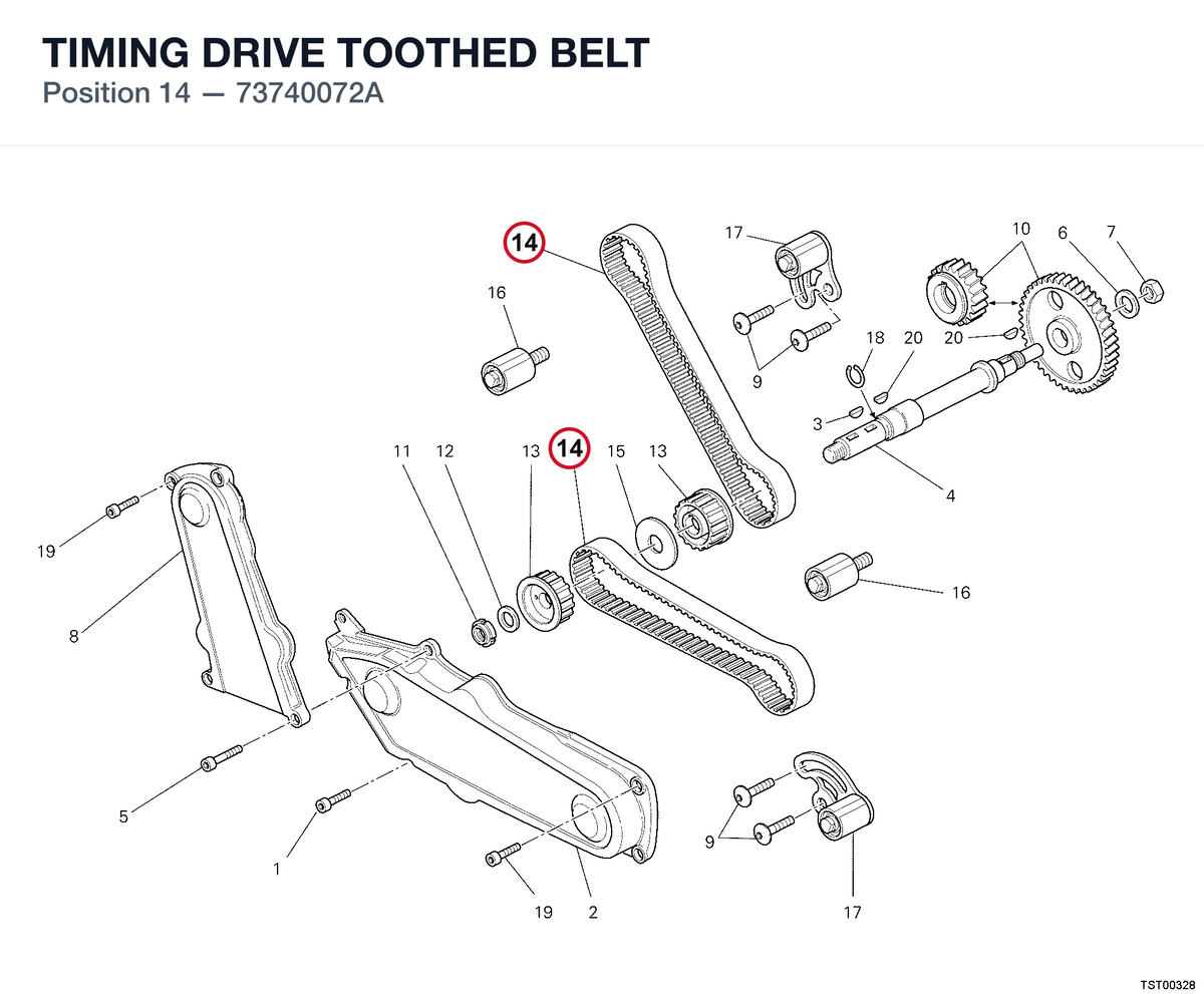 TIMING DRIVE TOOTHED BELT 73740072A diagram position