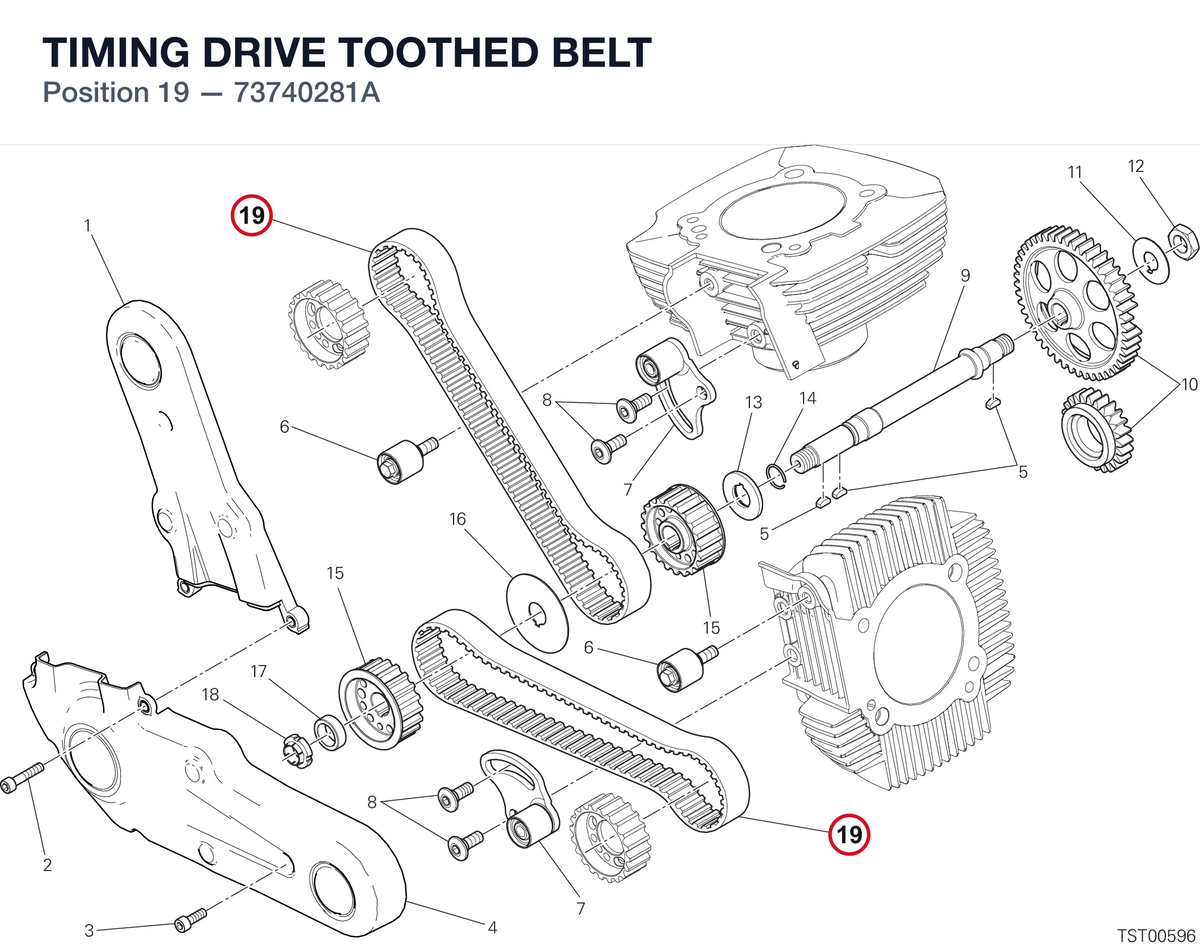 TIMING DRIVE TOOTHED BELT 73740281A diagram position