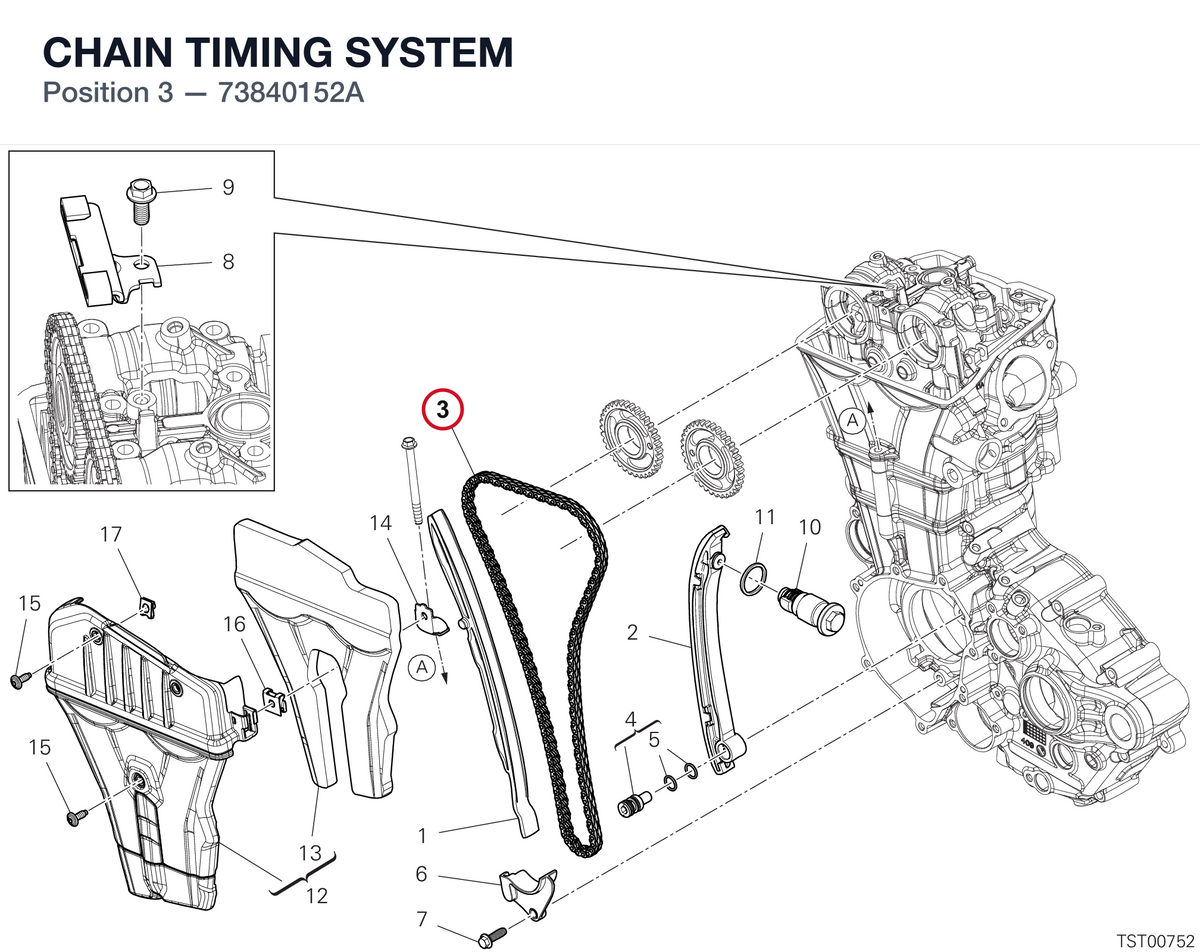 CHAIN TIMING SYSTEM 73840152A diagram position