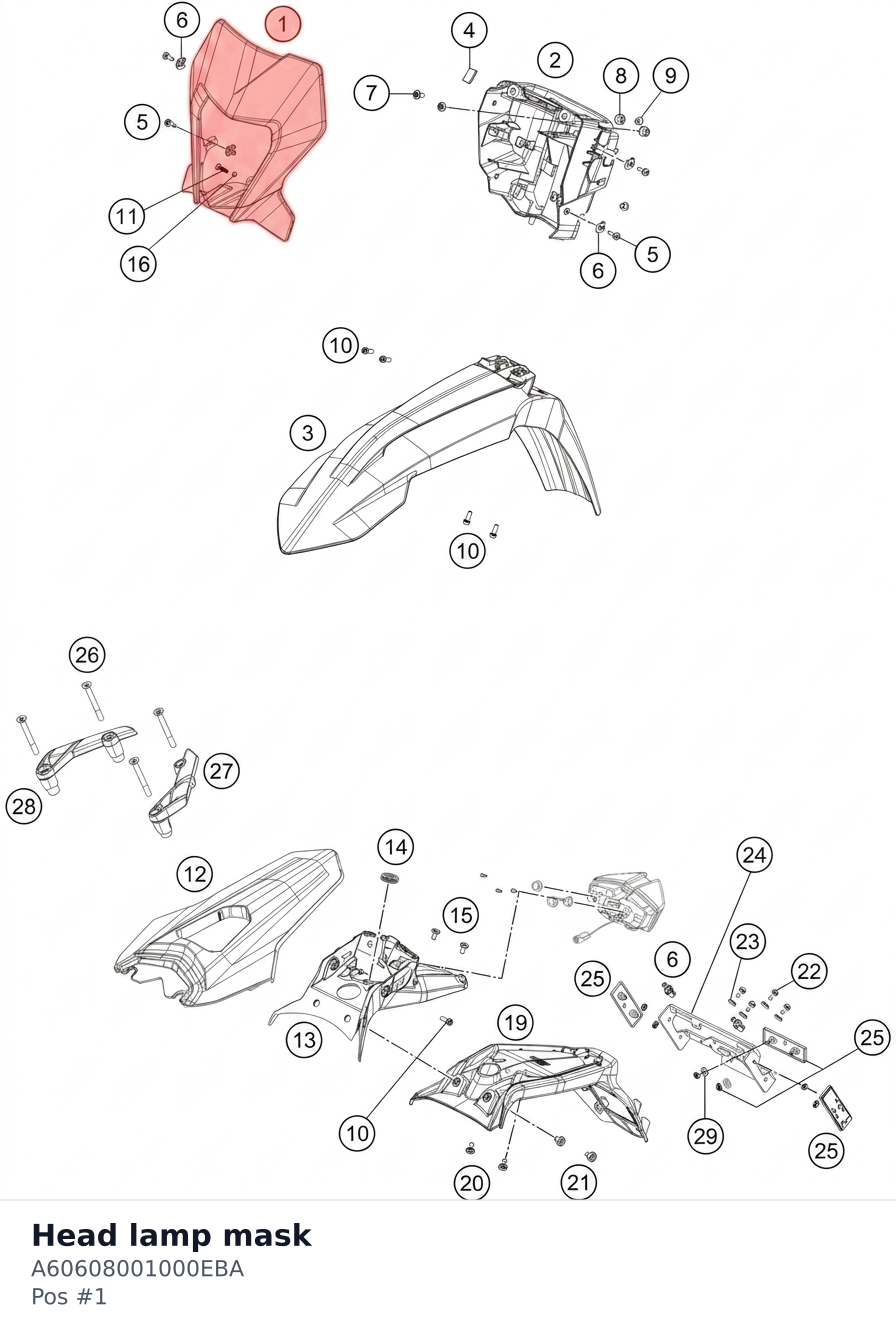 Diagram preview: Head lamp mask (A60608001000EBA)