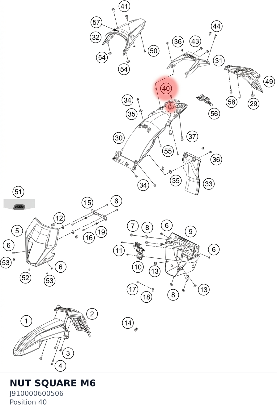 Diagram preview: NUT SQUARE M6 (J910000600506)