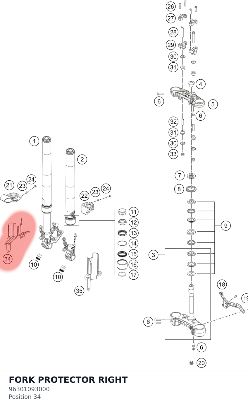 Diagram preview: FORK PROTECTOR RIGHT (96301093000)