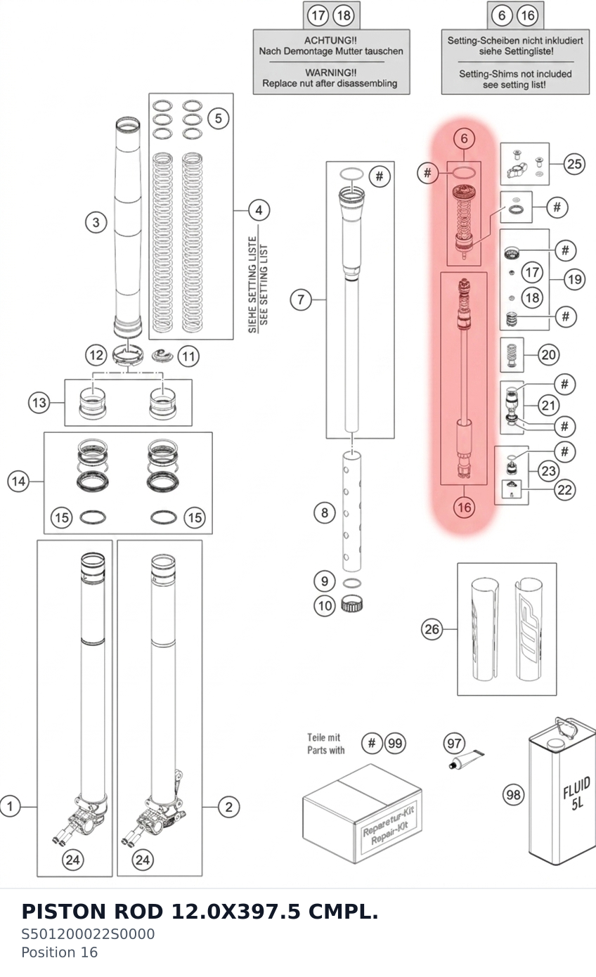 Diagram preview: PISTON ROD 12.0X397.5 CMPL. (S501200022S0000)