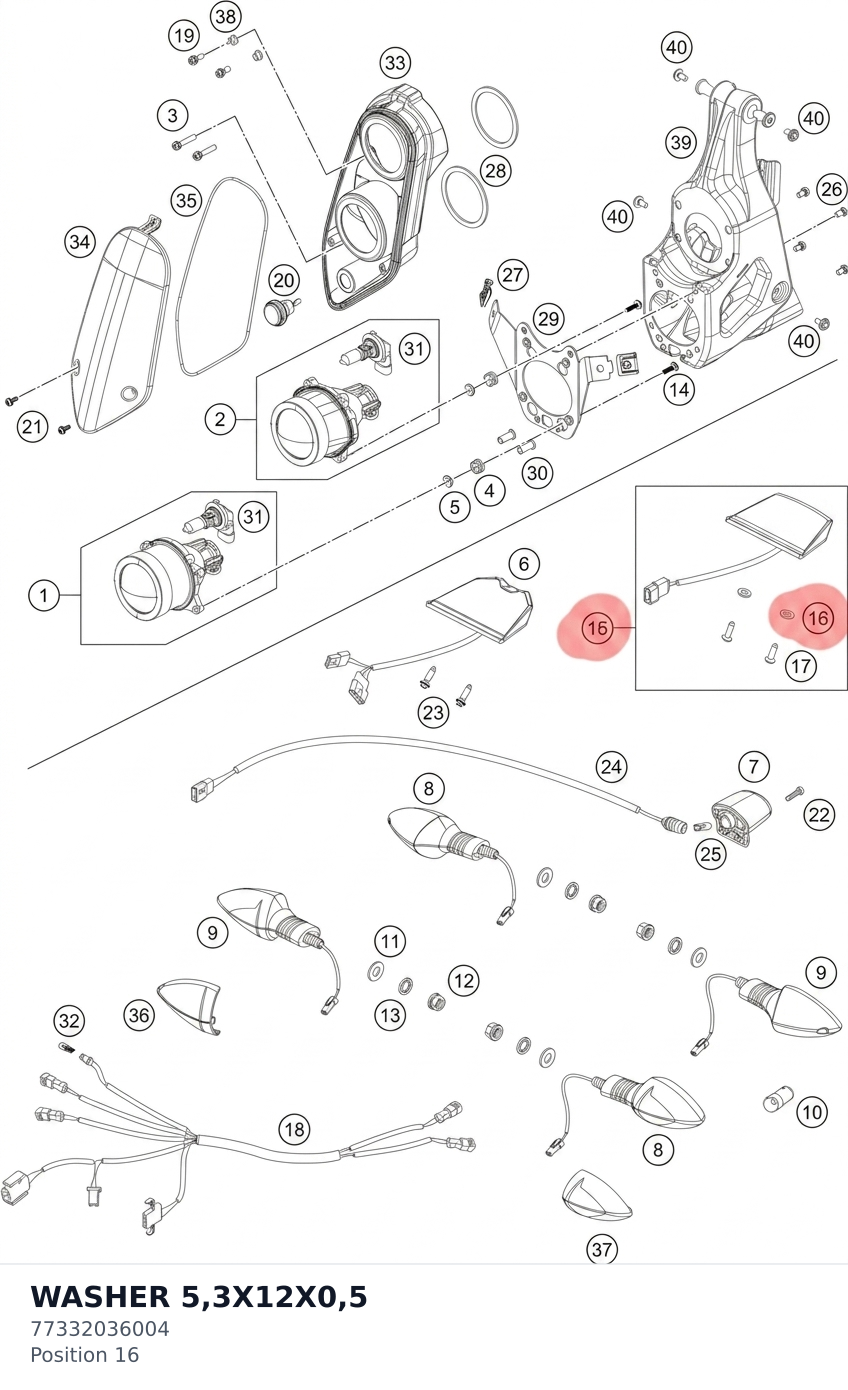 Diagram preview: WASHER 5,3X12X0,5 (77332036004)