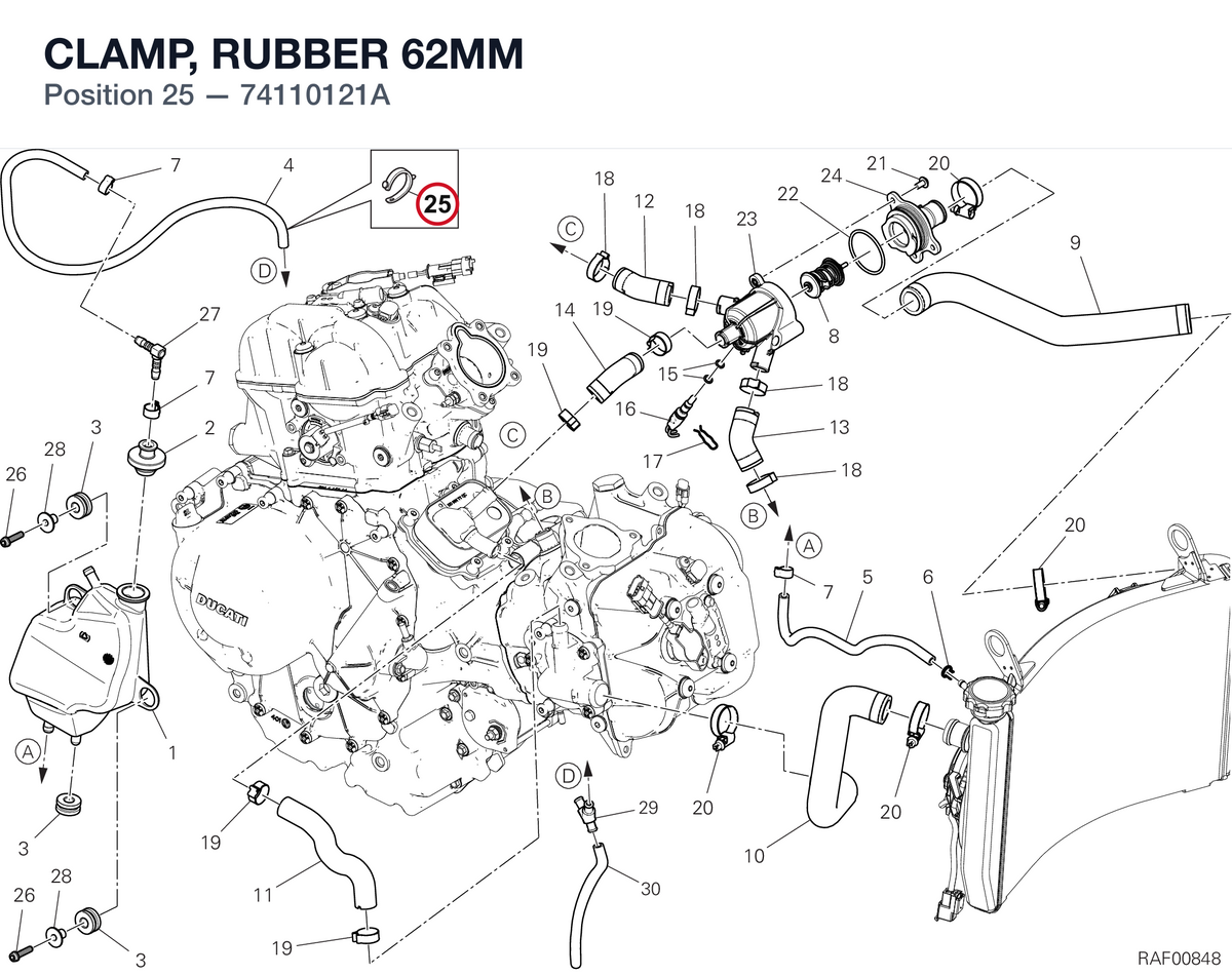 CLAMP, RUBBER 62MM 74110121A diagram position