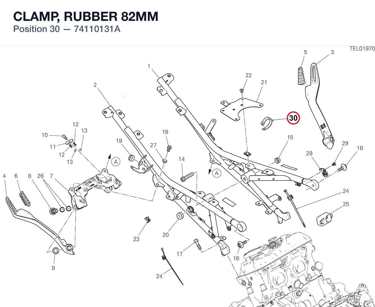 CLAMP, RUBBER 82MM 74110131A diagram position