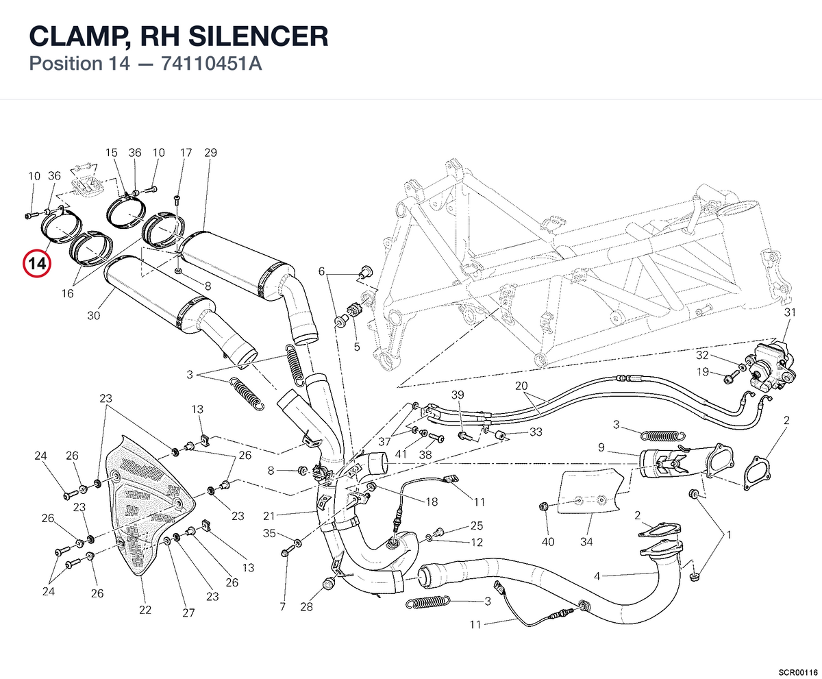 CLAMP, RH SILENCER 74110451A diagram position
