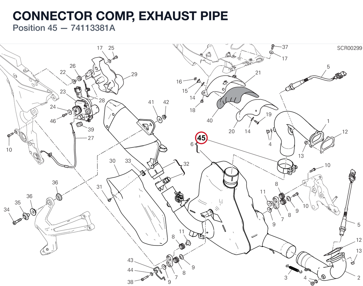 CONNECTOR COMP, EXHAUST PIPE 74113381A diagram position