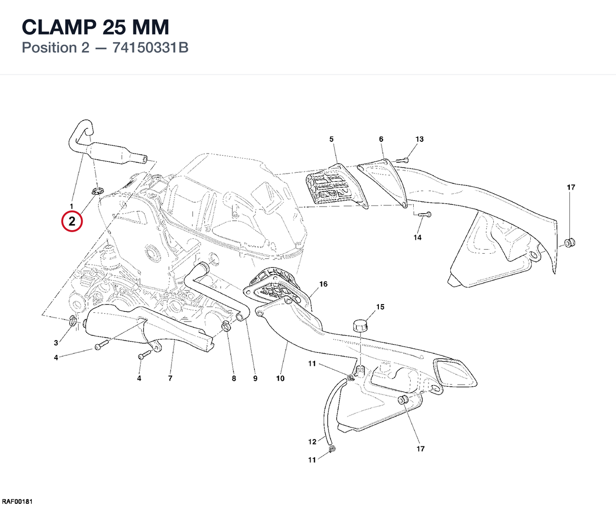 CLAMP 25 MM 74150331B diagram position