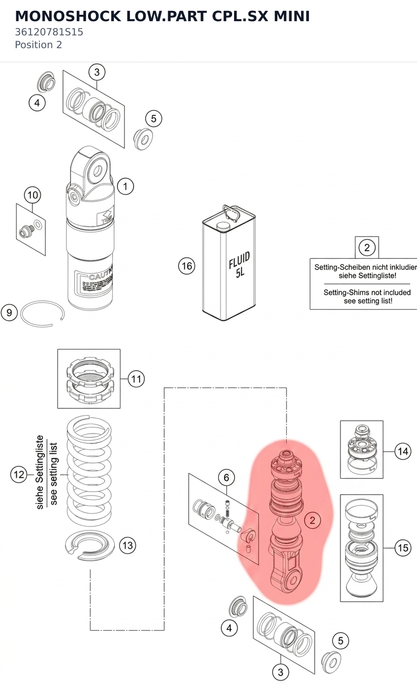Diagram preview: MONOSHOCK LOW.PART CPL.SX MINI (36120781S15)
