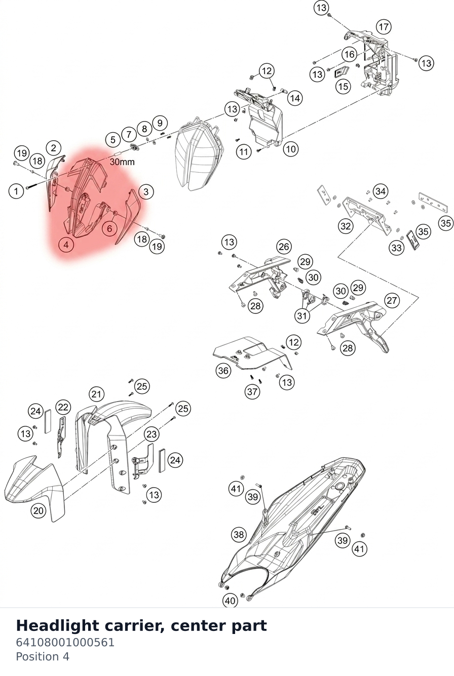 Diagram preview: Headlight carrier, center part (64108001000561)