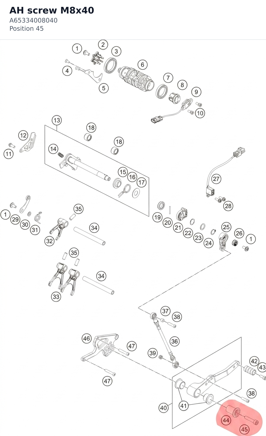 Diagram preview: AH screw M8x40 (A65334008040)