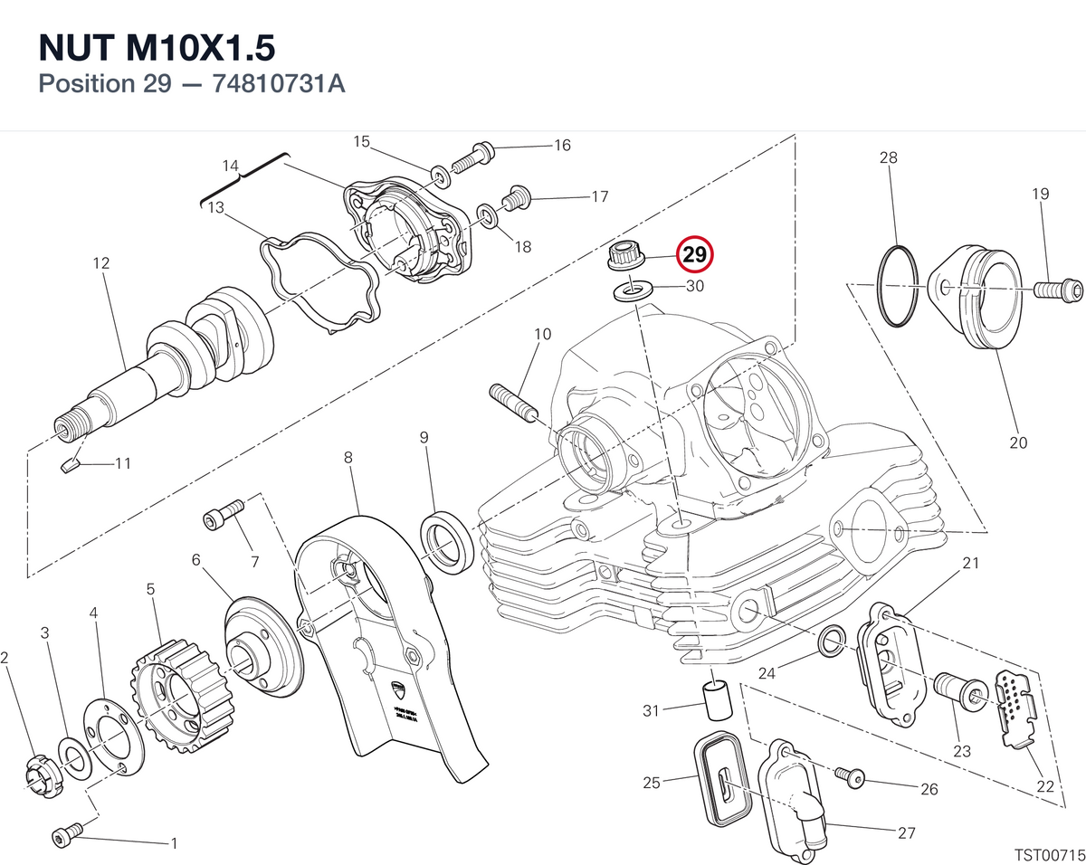 NUT M10X1.5 74810731A diagram position