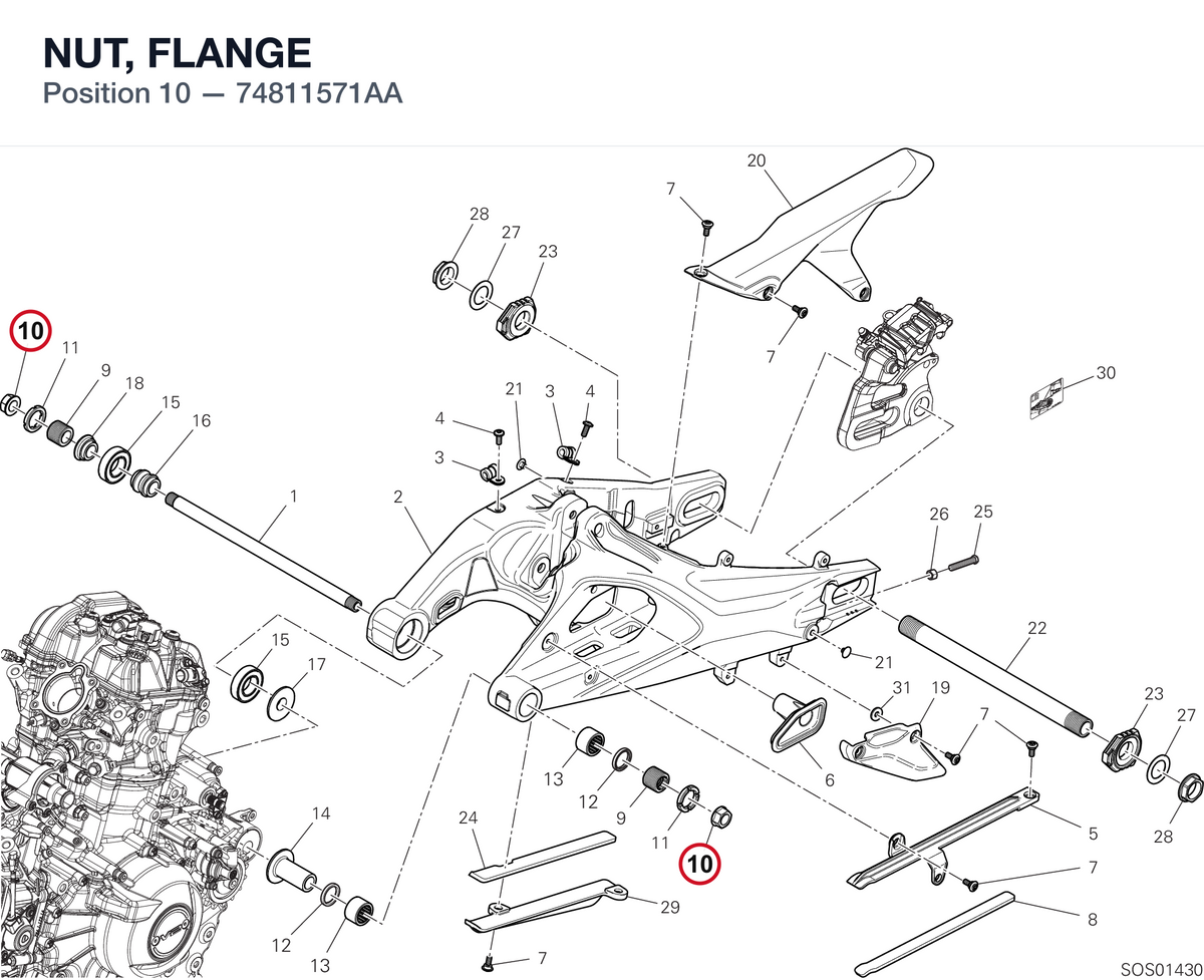 NUT, FLANGE 74811571AA diagram position