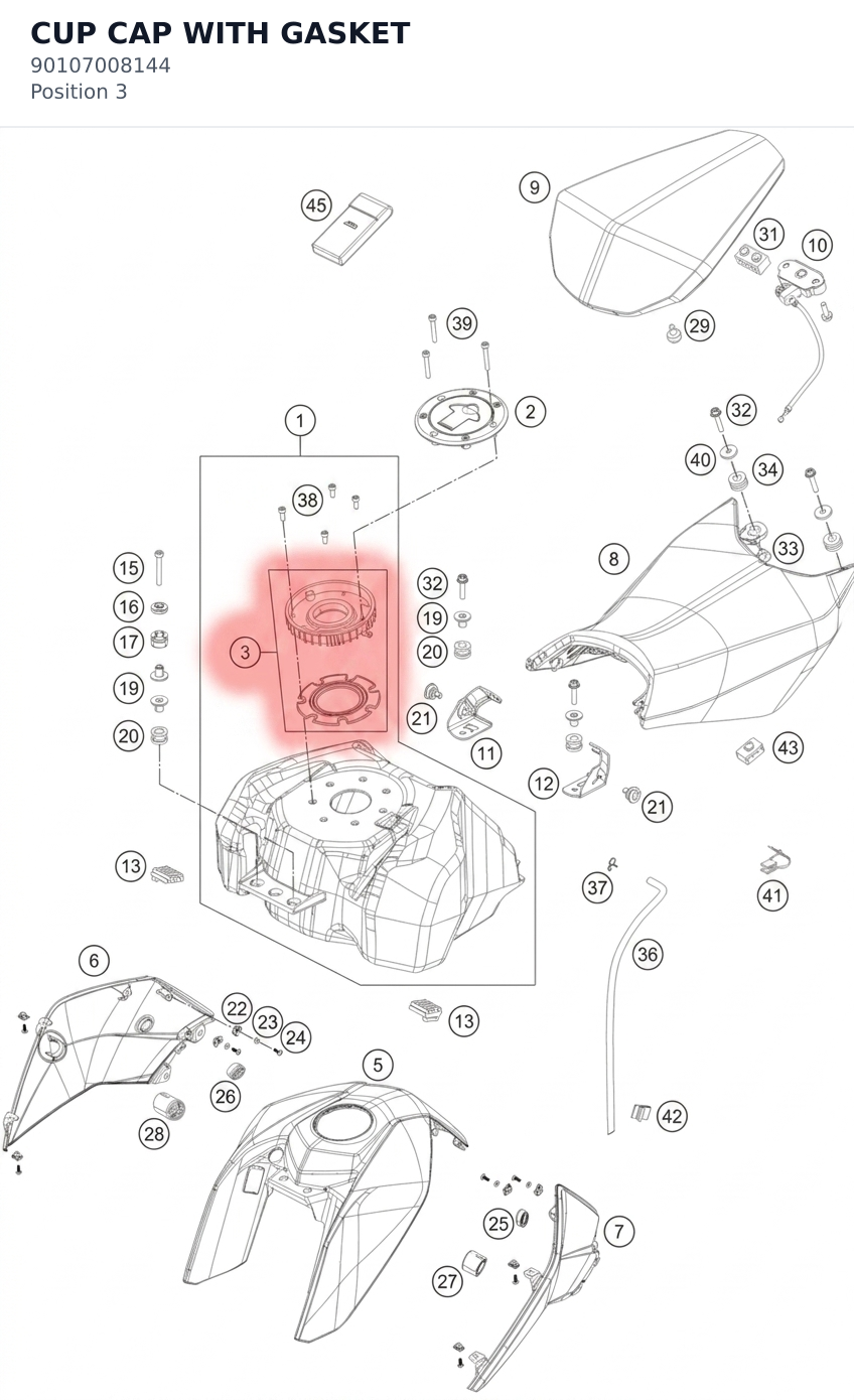Diagram preview: CUP CAP WITH GASKET (90107008144)