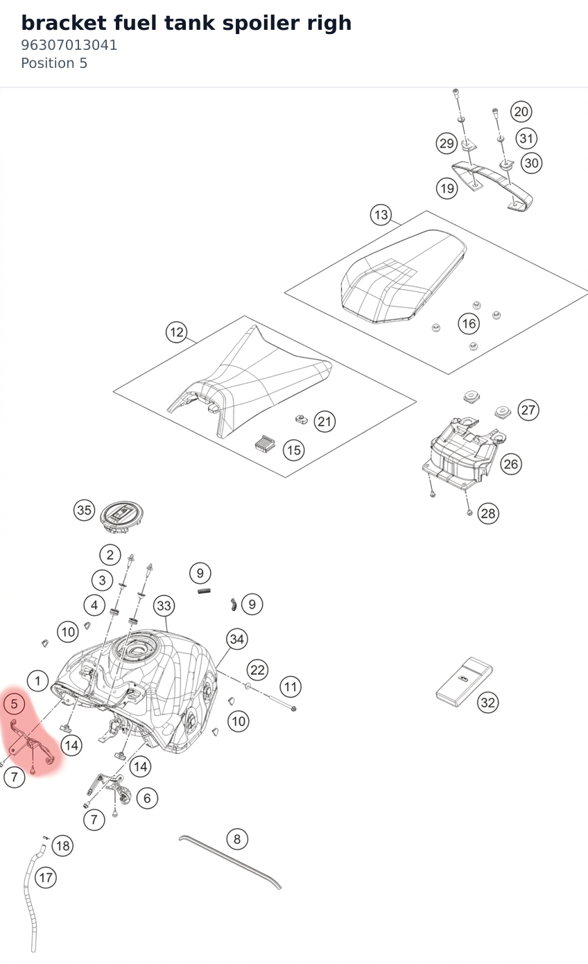 Diagram preview: bracket fuel tank spoiler righ (96307013041)