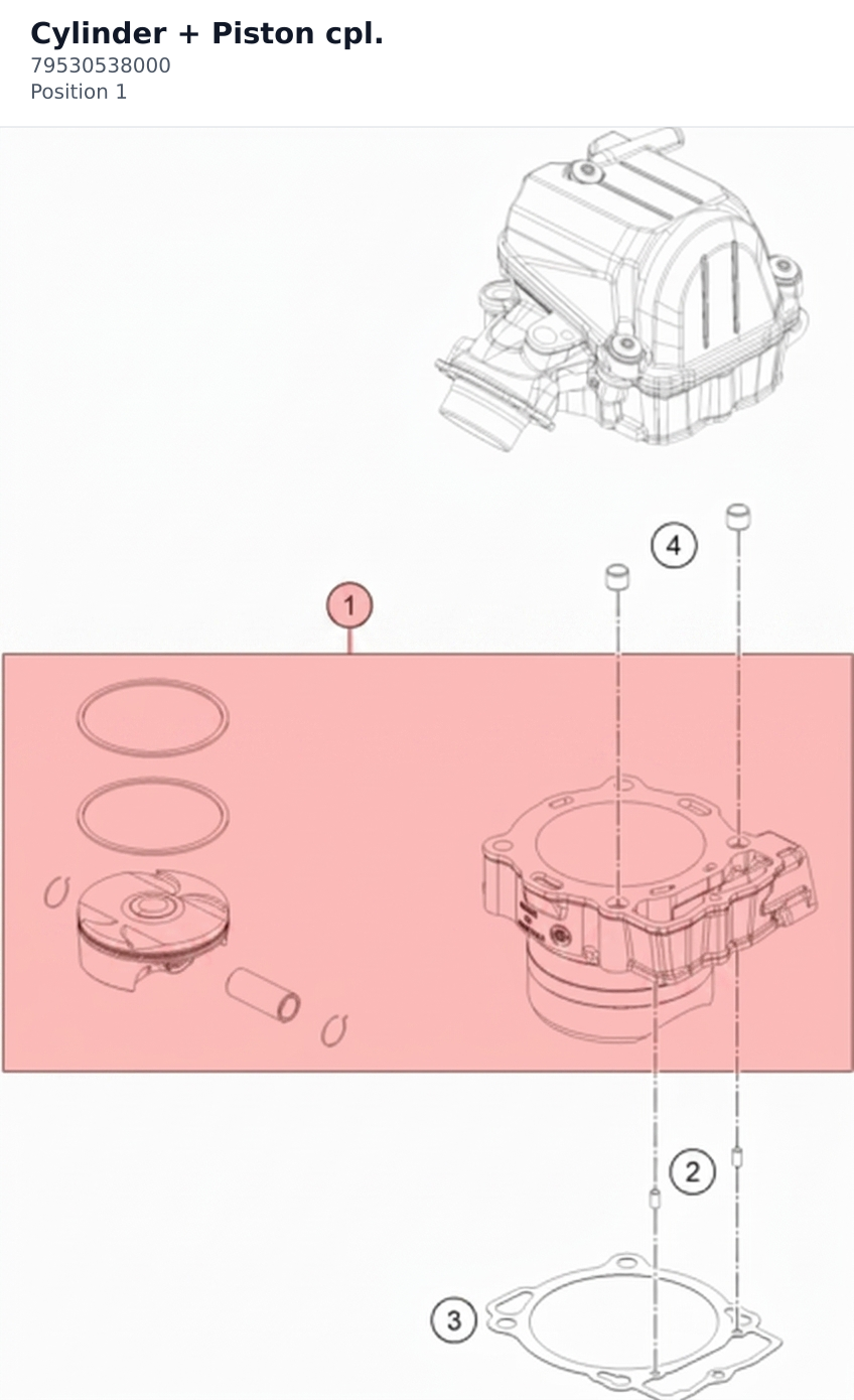 Diagram preview: Cylinder + Piston cpl. (79530538000)