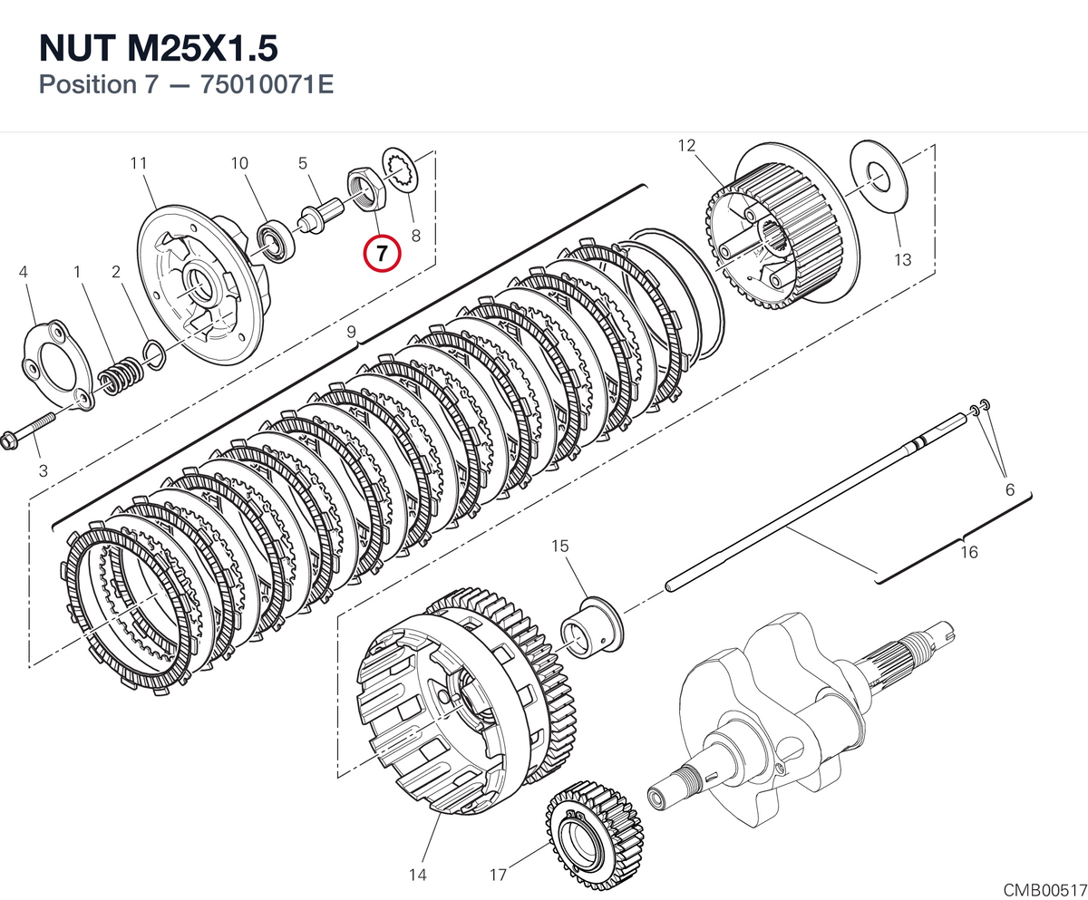 NUT M25X1.5 75010071E diagram position