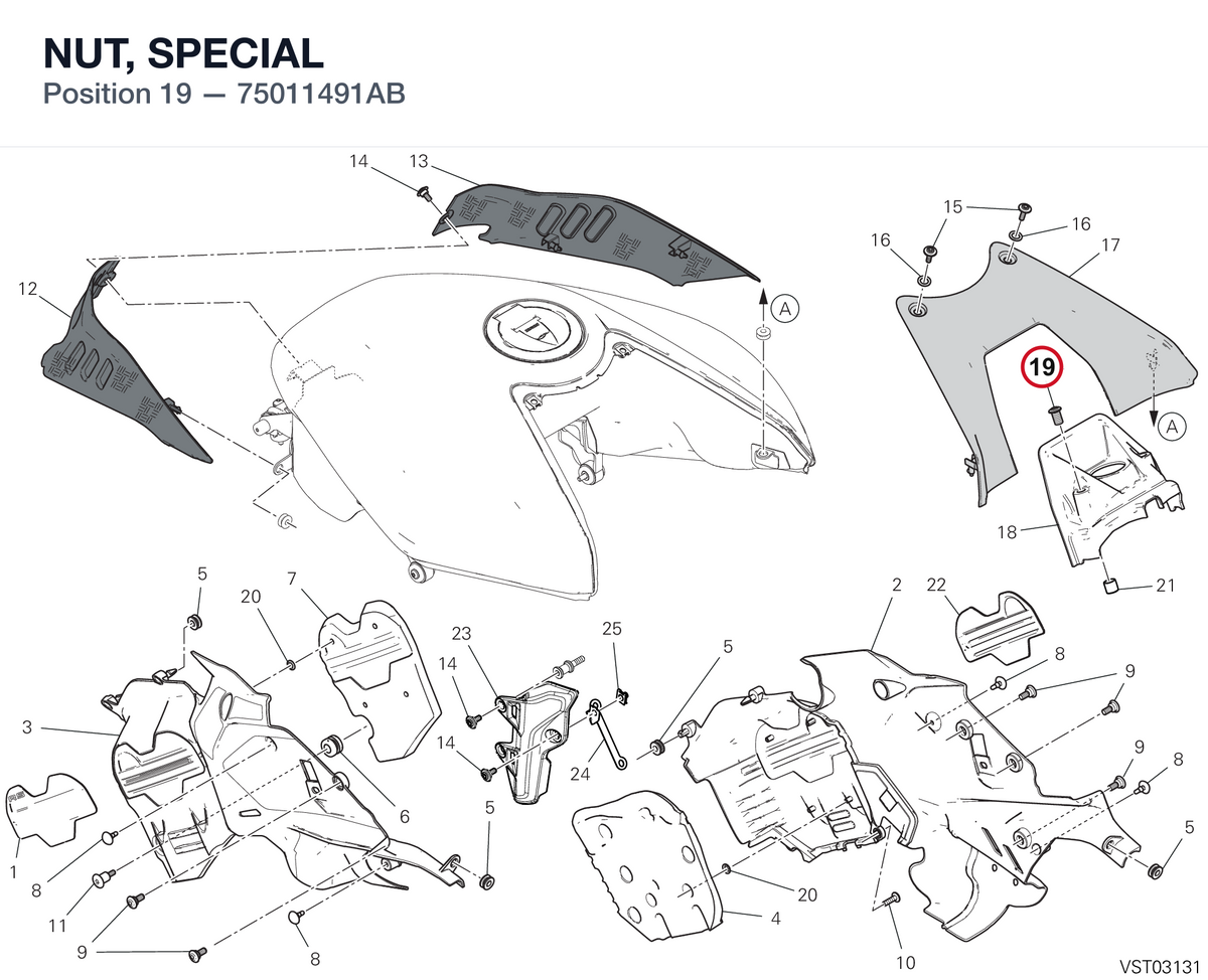 NUT, SPECIAL 75011491AB diagram position