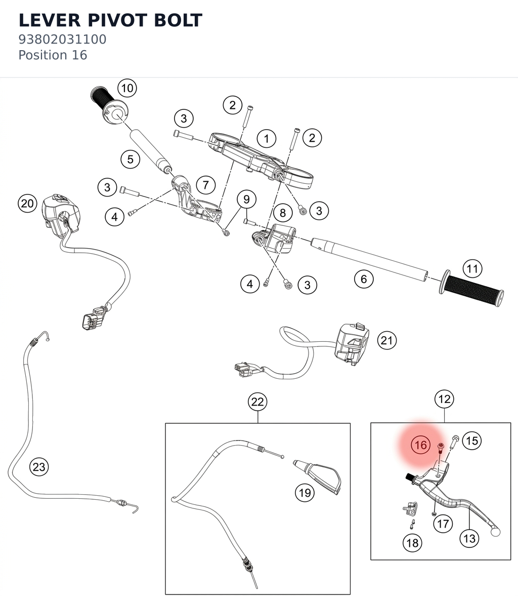 Diagram preview: LEVER PIVOT BOLT (93802031100)
