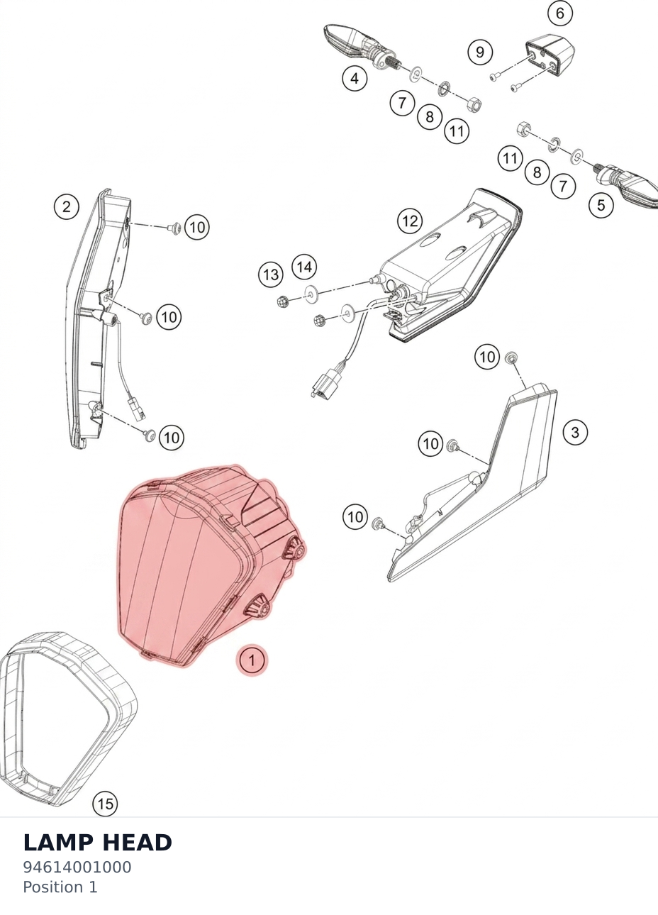 Diagram preview: LAMP HEAD (94614001000)