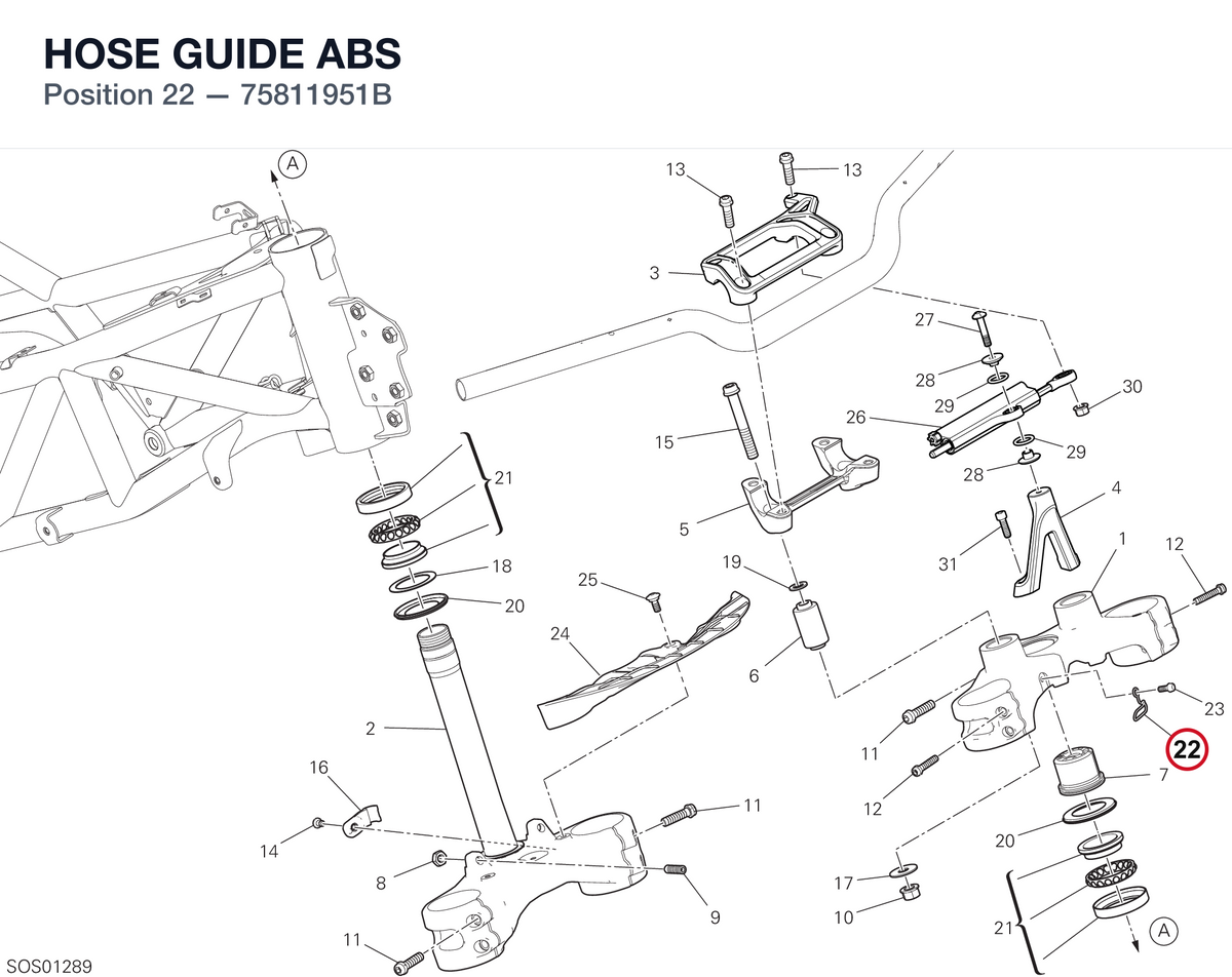 HOSE GUIDE ABS 75811951B diagram position