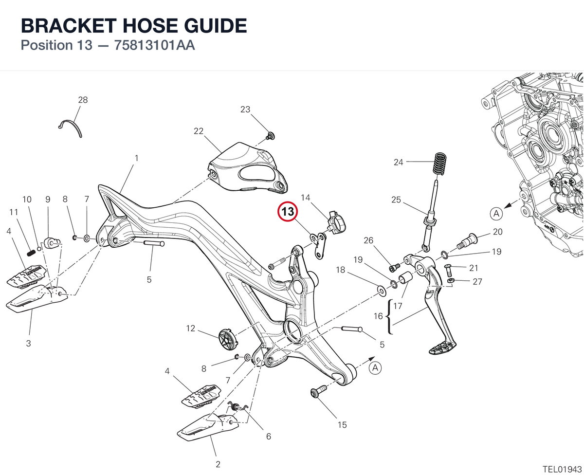 BRACKET HOSE GUIDE 75813101AA diagram position
