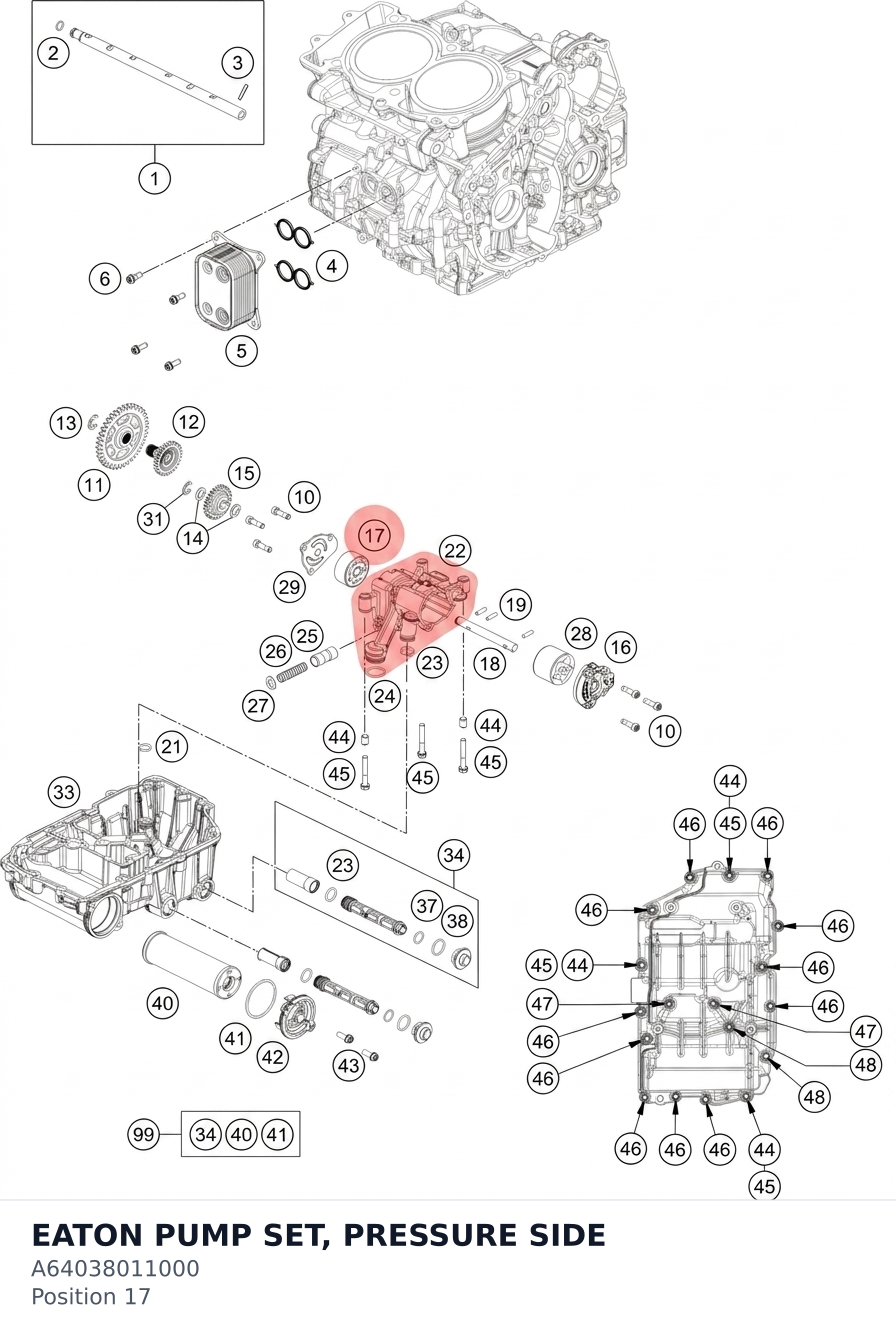 Diagram preview: EATON PUMP SET, PRESSURE SIDE (A64038011000)