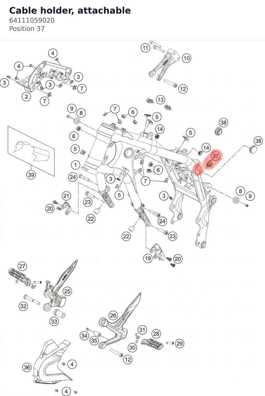 Diagram preview: Cable holder, attachable (64111059020)