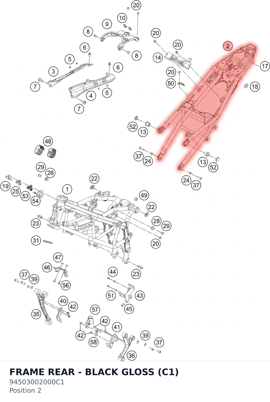 Diagram preview: FRAME REAR - BLACK GLOSS (C1) (94503002000C1)