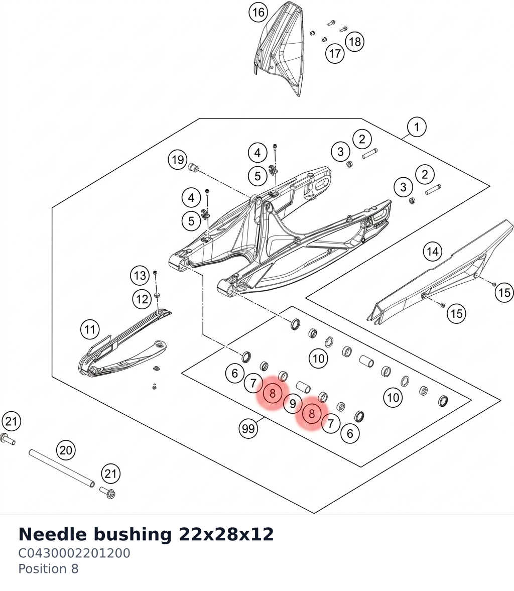 Diagram preview: Needle bushing 22x28x12 (C0430002201200)