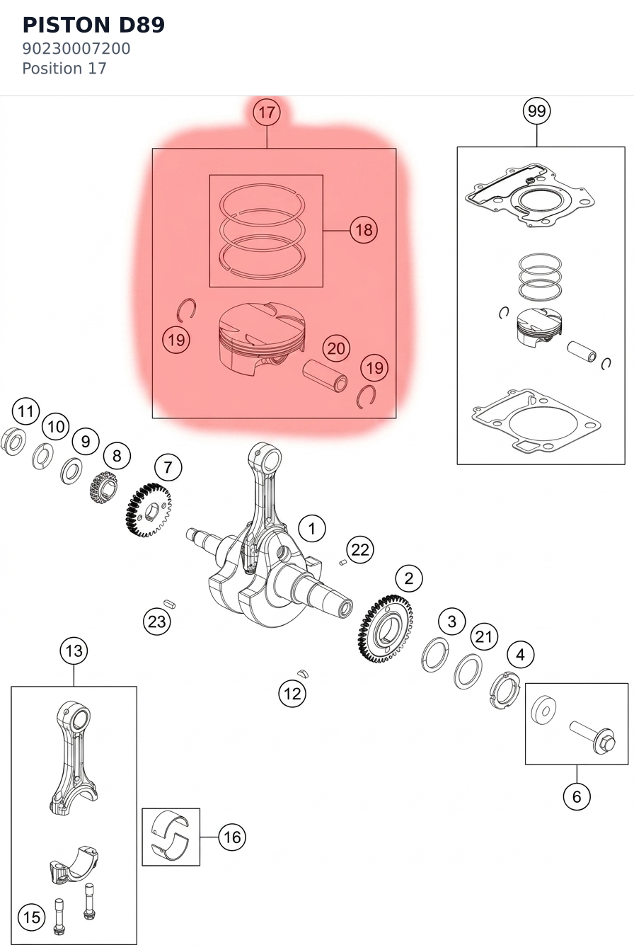 Diagram preview: PISTON D89 (90230007200)