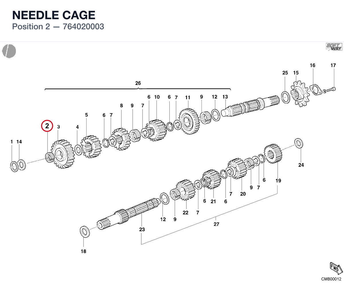 NEEDLE CAGE 764020003 diagram position