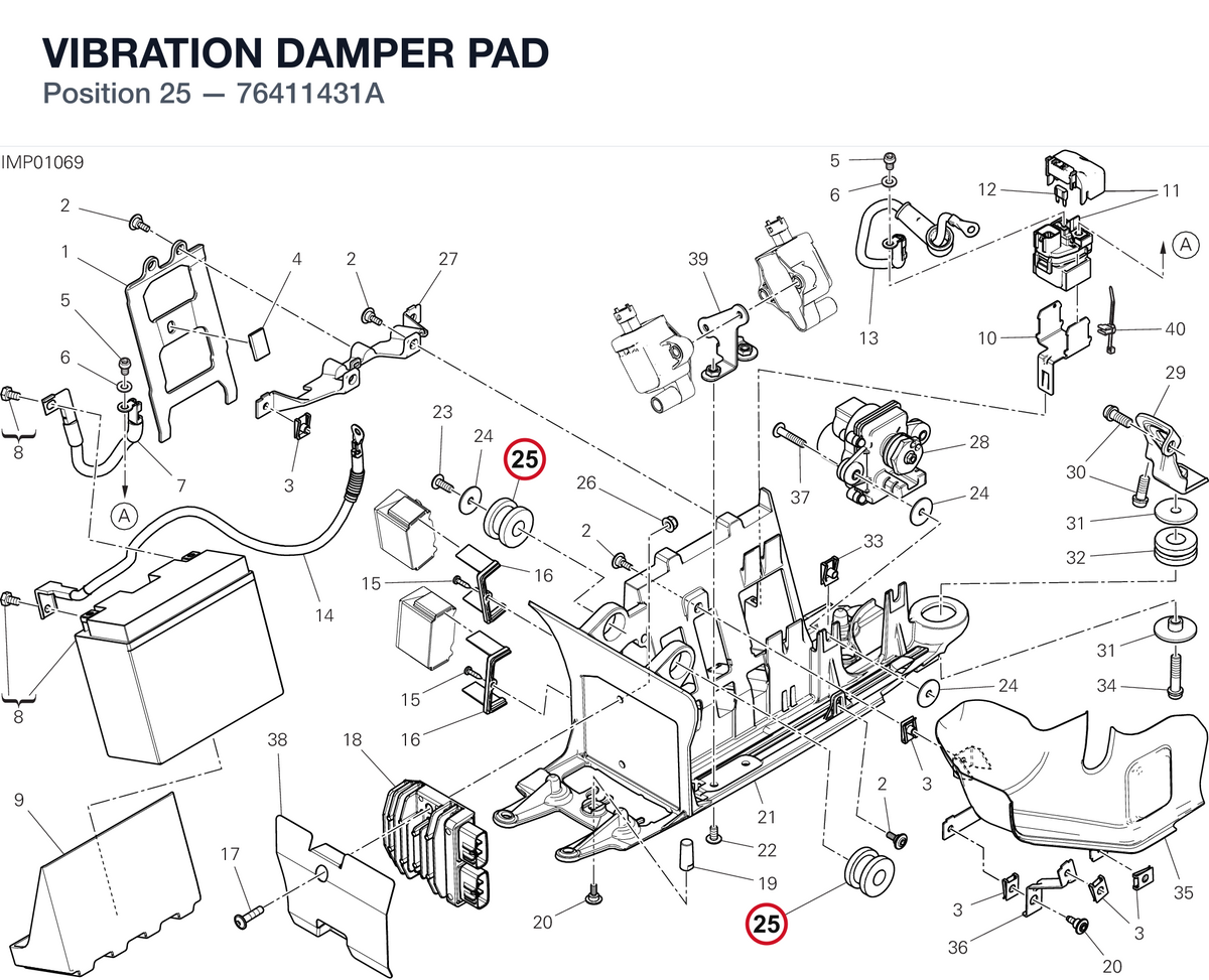 VIBRATION DAMPER PAD 76411431A diagram position